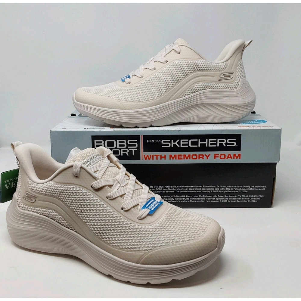 Skechers BOBS Sport Squad Waves Still Wading Women’s 9.5 Off White Memory Foam